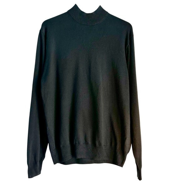 Jos.A.Bank Men’s Mock Neck 100% Merino Wool Sweater Black Sz Large - Picture 1 of 6